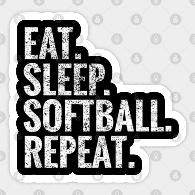 Eat Sleep Softball Repeat Sticker by TeeLogic